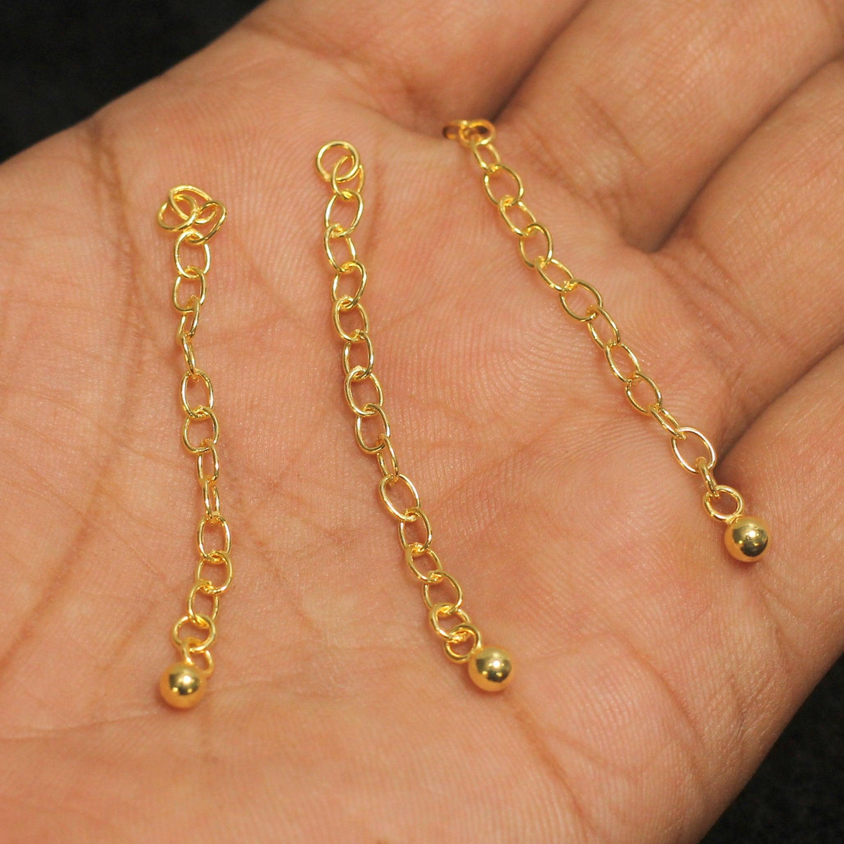 1 Pc Sterling Silver Gold Plated Ball Chain Extension