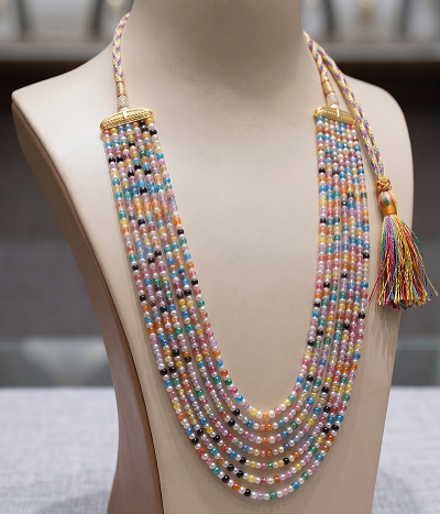 Multi Harmony Seven-Strand CZ Gemstone Beaded Necklace