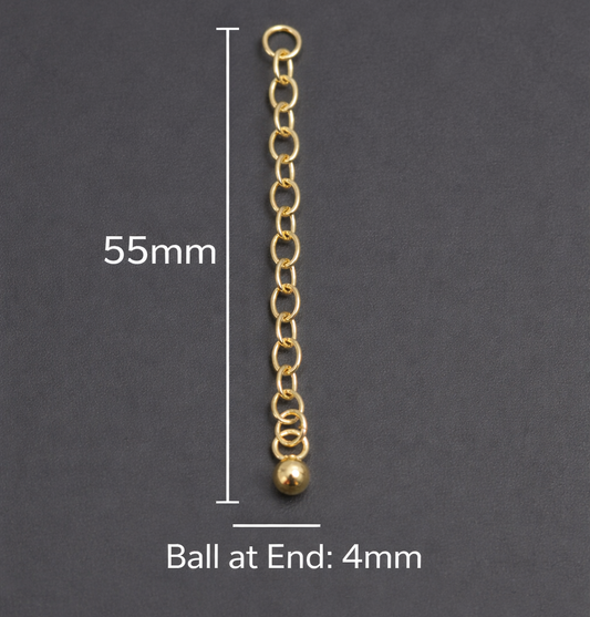 1 Pc Sterling Silver Gold Plated Ball Chain Extension