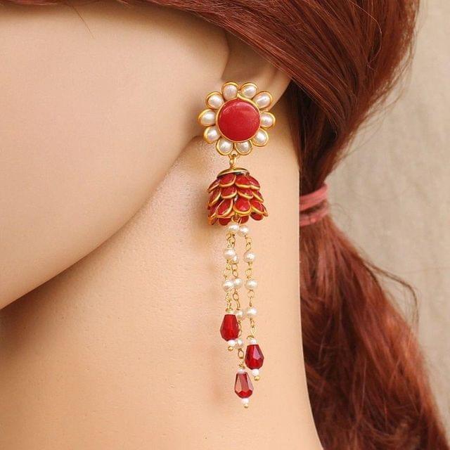 Designer Beaded Crystal Pacchi Earring