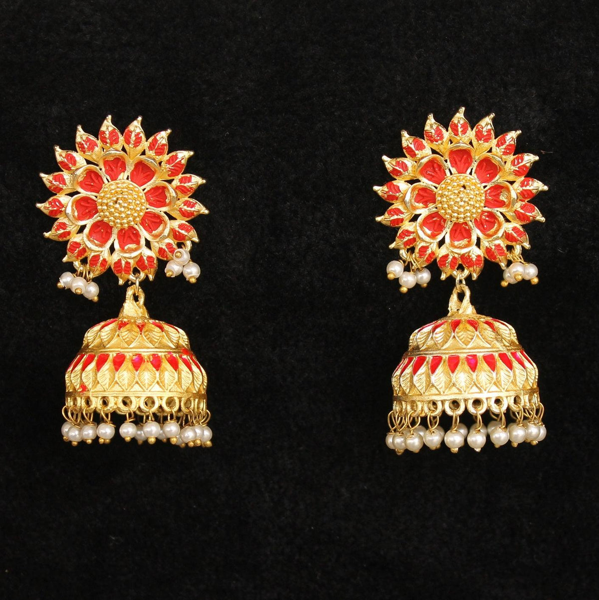 Matte Finish Meenakari Ethnic Designer Jhumka Earrings