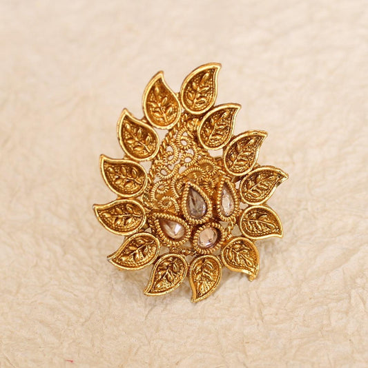 Golden Adjustable Kundan Finger Rings_BNFRJF112
