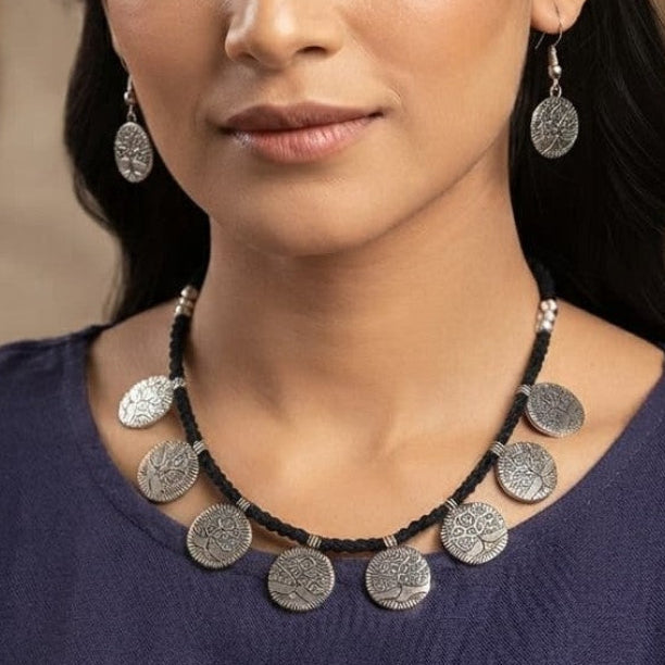 German Silver Tree of Life Necklace & Earrings