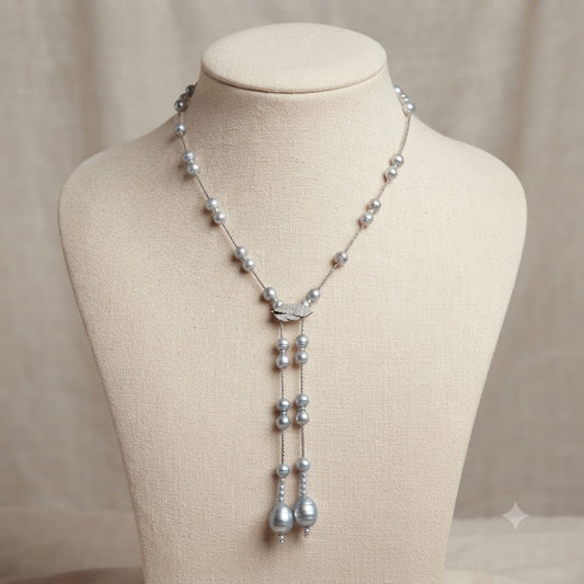 Elegant Pearl Lariat Necklace