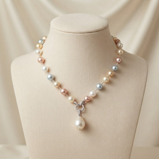 Elegant Multicolor Pearl Pendant Necklace
