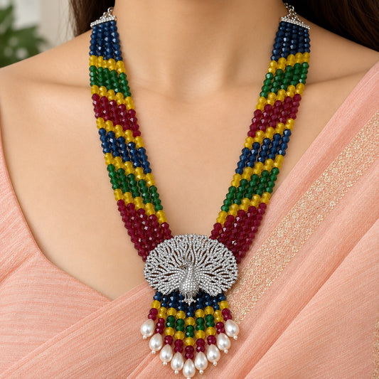 Multicolor Peacock Beaded Necklace