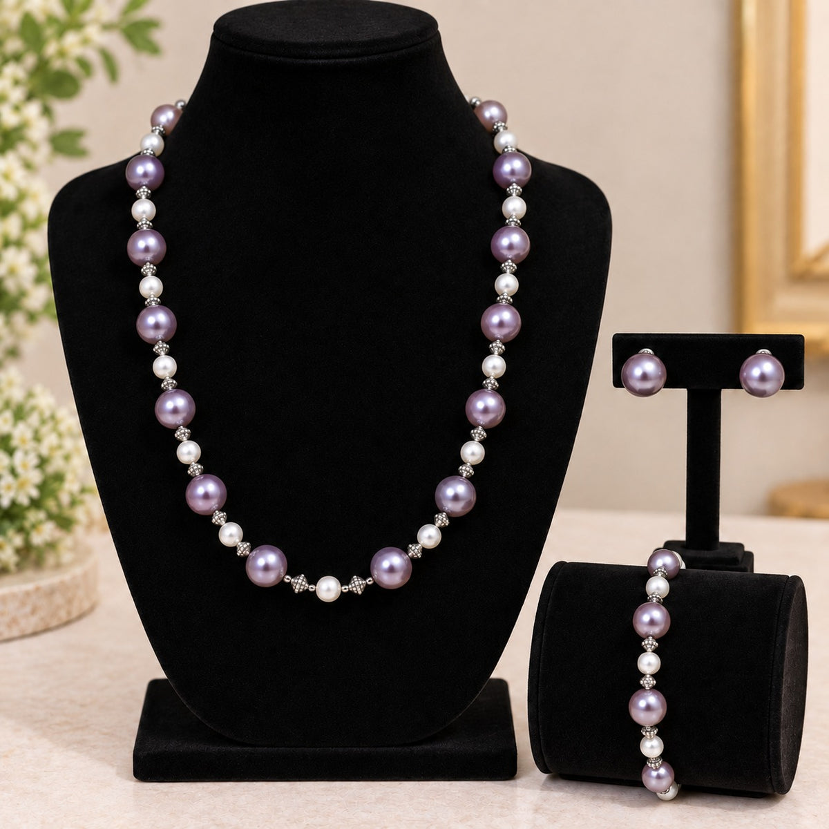 Soft Purple Pearl Jewellery Set