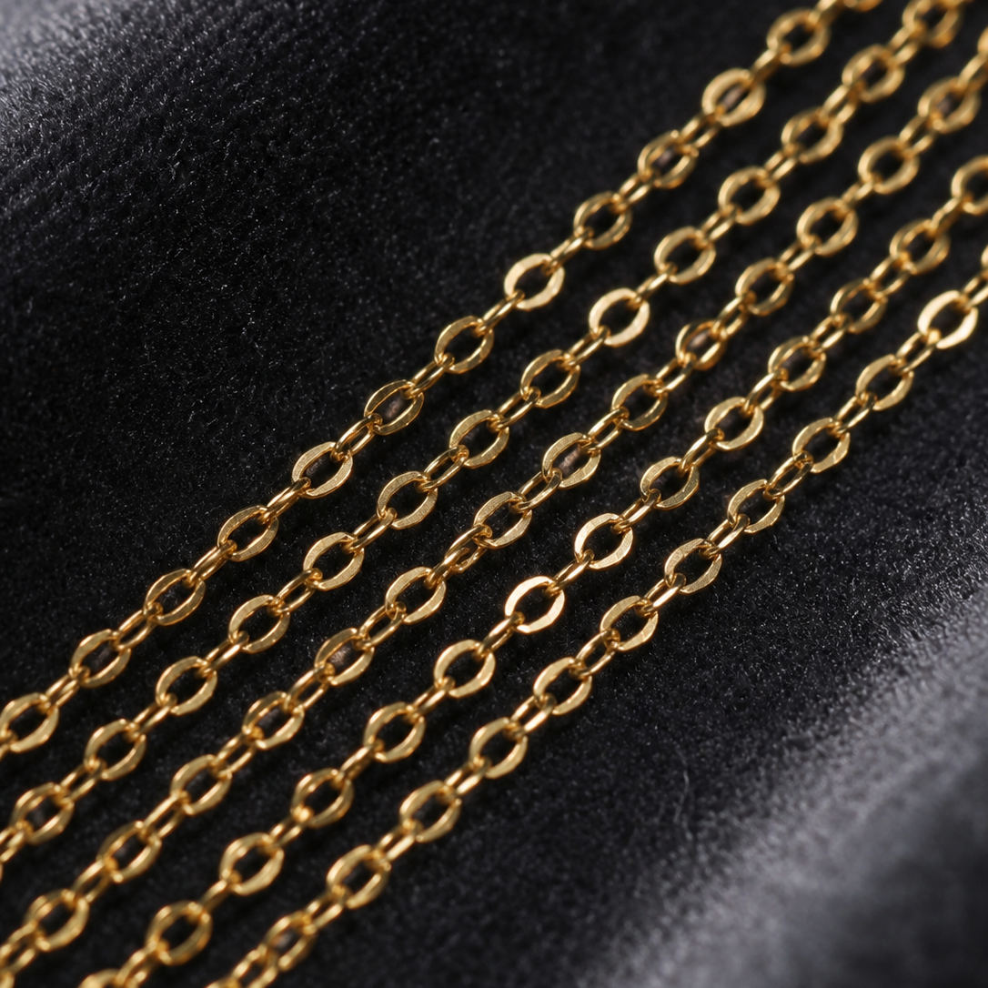 100 Cm Sterling Silver Fine Flat Link Chain