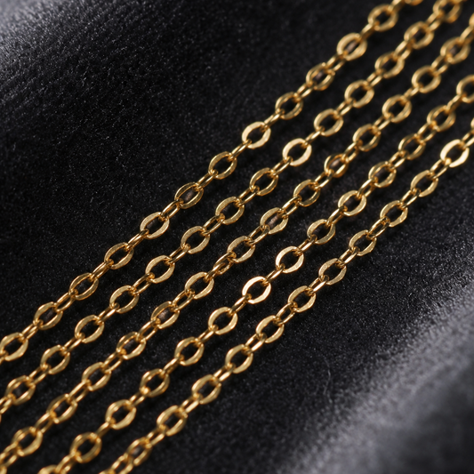 100 Cm Sterling Silver Fine Flat Link Chain