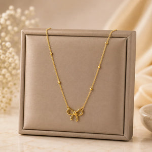 Gold Plated Bow Pendant Necklace