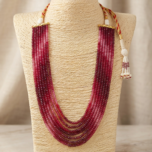 Velvet Rose Seven-Strand Gemstone Beaded Necklace