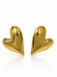 Golden Abstract Heart Stud Earring