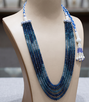 Blue Horizon Five Layered Gemstone Beaded Necklace