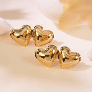 Golden Heart Stud Earring