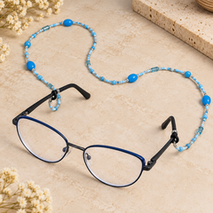 Aqua Blue Beaded Eyeglass Chain