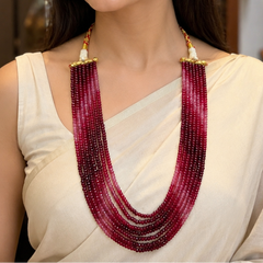 Velvet Rose Seven-Strand Gemstone Beaded Necklace