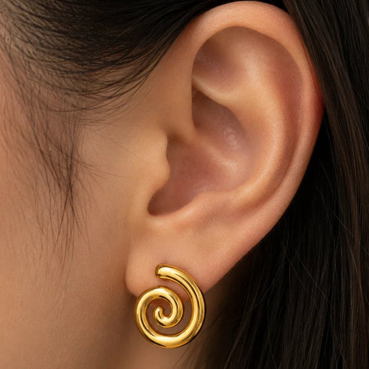 Elegant Spiral Stainless Steel Earrings