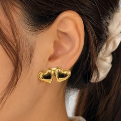 Golden Heart Stud Earring