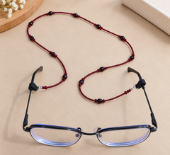 Wine Red & Black Beaded Spectacle Chain