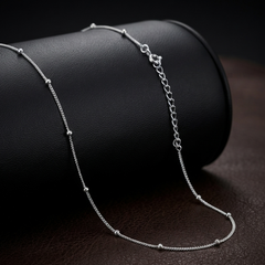 45 Cm Sterling Silver Dainty Beaded Chain