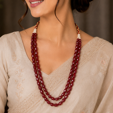 Ruby Radiance Two-Strand Gemstone Beaded Necklace