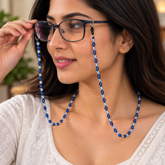 Classic Blue Beaded Spectacle Chain
