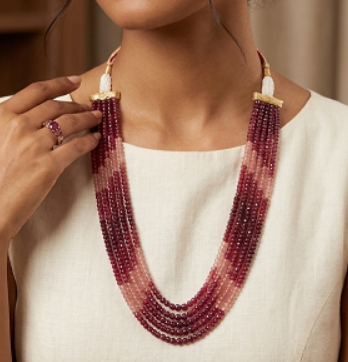 Velvet Rose Five-Strand Gemstone Beaded Necklace
