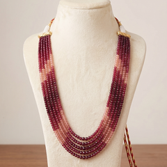 Velvet Rose Five-Strand Gemstone Beaded Necklace