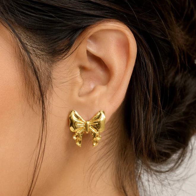 Golden Bow Statement Earring