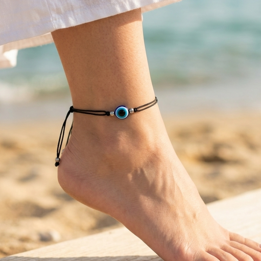 5 Pcs Blue Evil Eye Adjustable Anklet