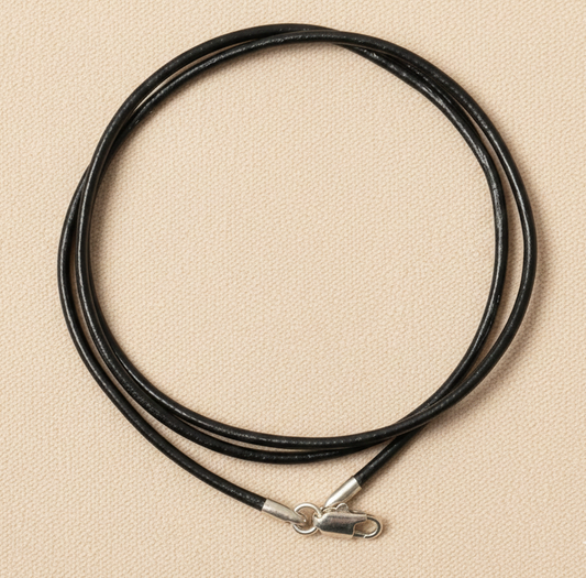 1 Pc 40cm Sterling Silver Leather Cord Necklace