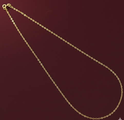 45 Cm Sterling Silver Fine Flat Link Chain Gold Plated