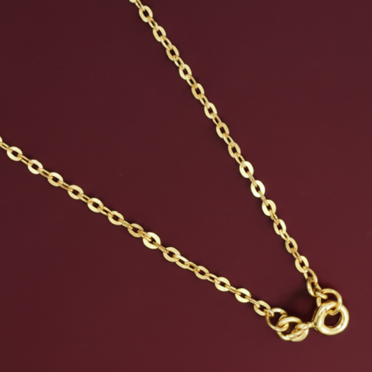 45 Cm Sterling Silver Fine Flat Link Chain Gold Plated