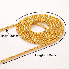100 Cm 1.25mm Sterling Silver Ball Chain