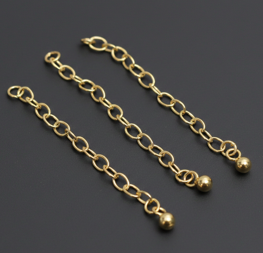 1 Pc Sterling Silver Gold Plated Ball Chain Extension