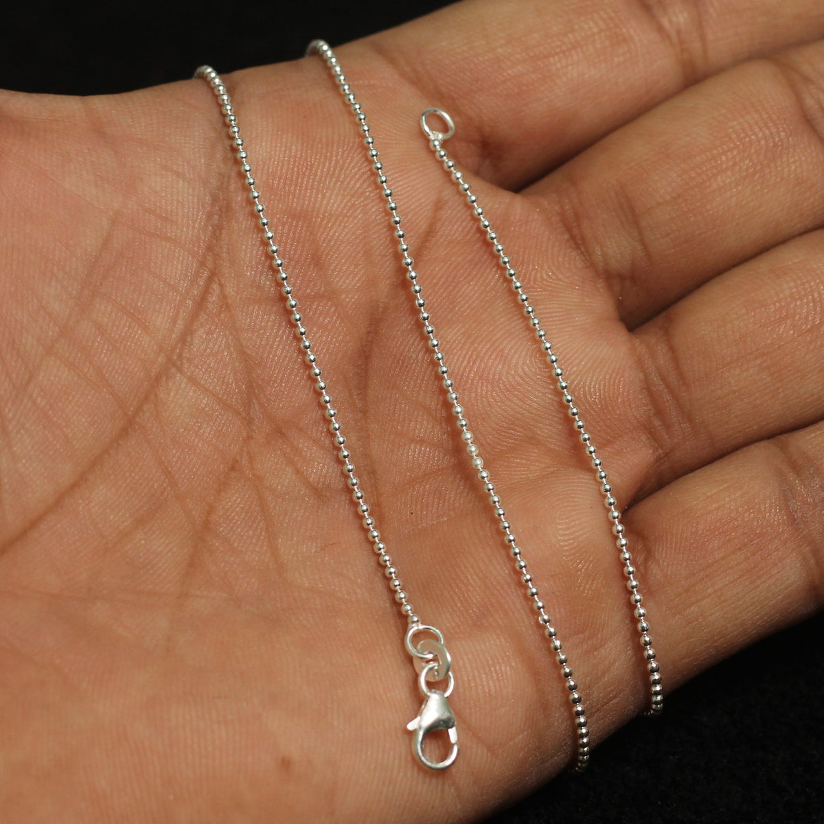 45 Cm Sterling Silver 1.2mm Faceted Ball Chain