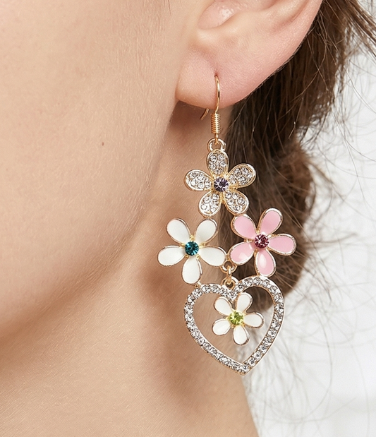 Crystal Elements Floral Drop Earrings