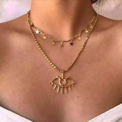 Eyes Golden Plated Chain Necklace