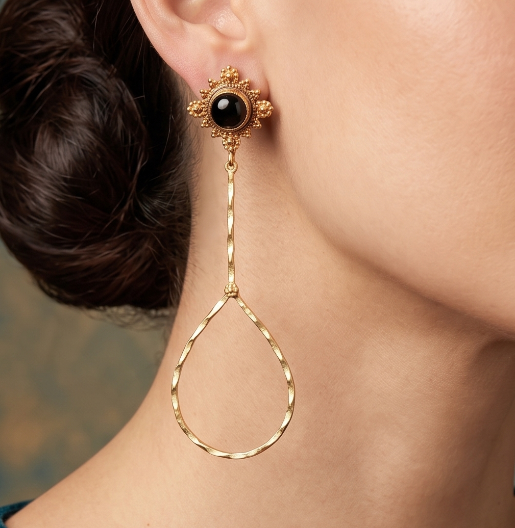 Gold Plated Gemstone Danglers Earring
