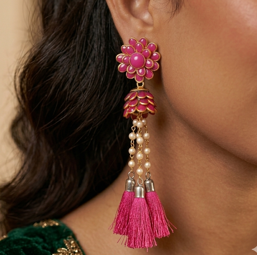 Designer Beaded Pacchi Tassel Earring