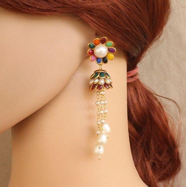 Designer Beaded Pearl Pacchi Earring