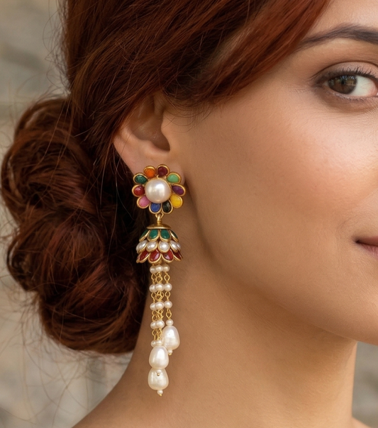 Designer Beaded Pearl Pacchi Earring