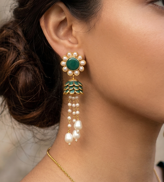 Designer Beaded Pearl Pacchi Earring