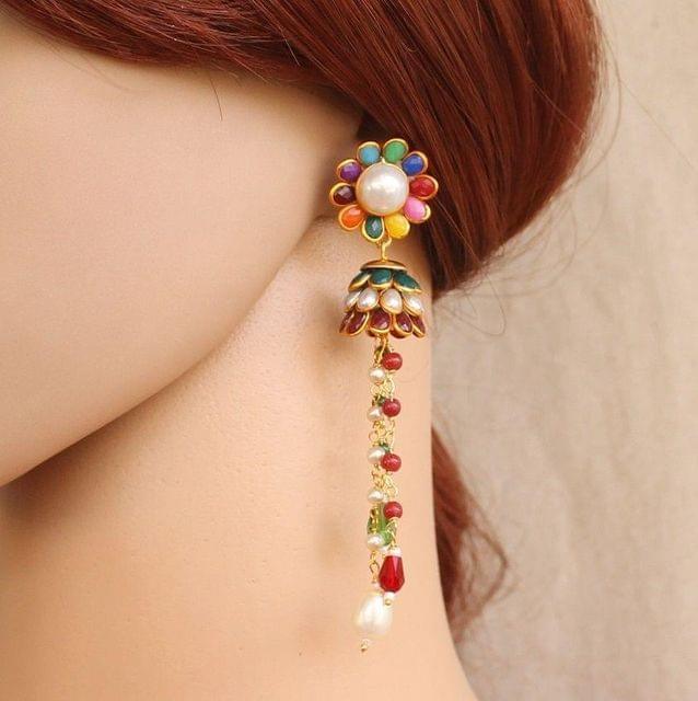 Designer Beaded Crystal Pacchi Earring