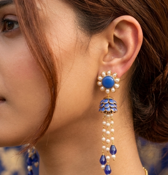 Designer Beaded Crystal Pacchi Earring
