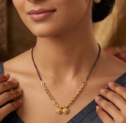 Black Chain Gold Plated Mangalsutra For Women