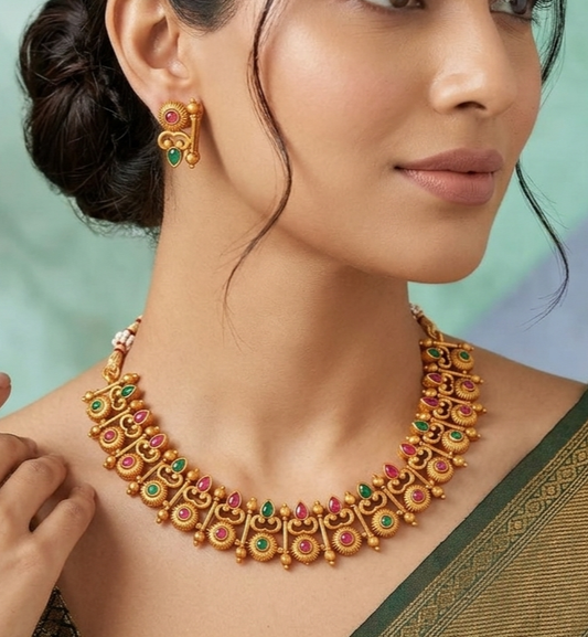 Sanskriti Temple Necklace Set