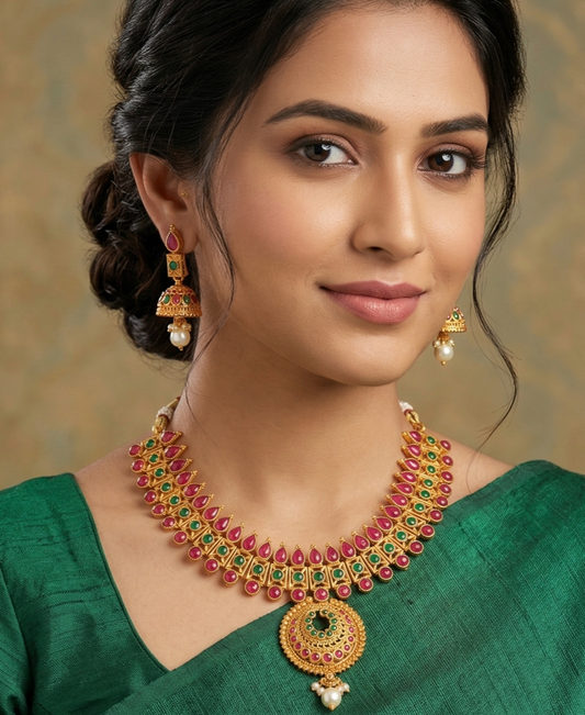 Sanskriti Temple Necklace Set