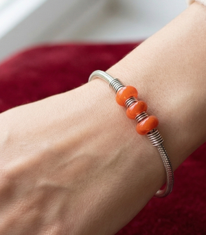 German Silver Trendy Beaded Bracelet Red