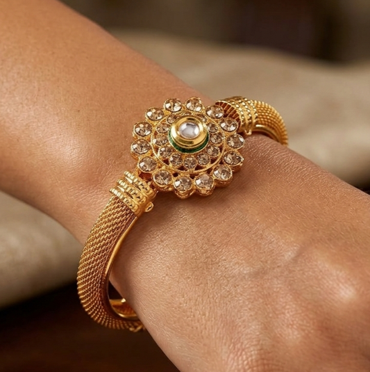 Gold Plated Kundan Kada